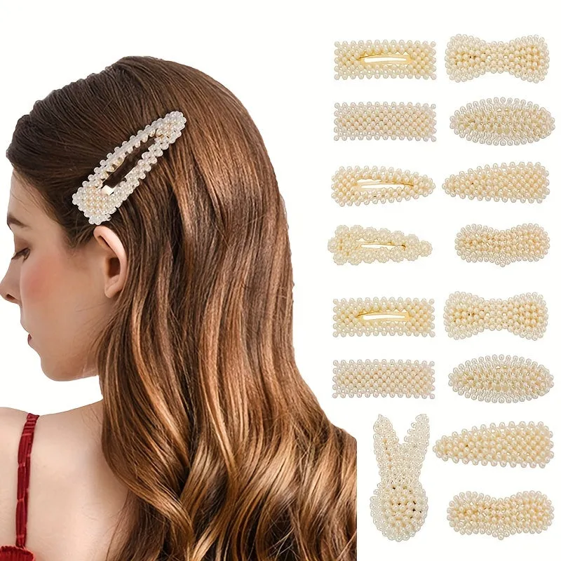 10pcs Stylish Faux Pearl Hair Clips Elegant Womens Hair Accessories