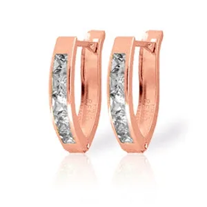 1.1 Carat 14K Solid Rose Gold Princess Cubic Zirconia Small Hoops