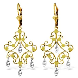 14K Solid Yellow Gold Chandelier Earrings