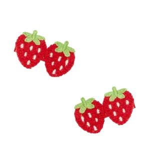 2PK NOVELTY CLIPS: crochet red strawberry