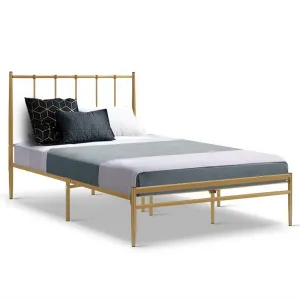 Amor Metal King Single Bed Frame Gold