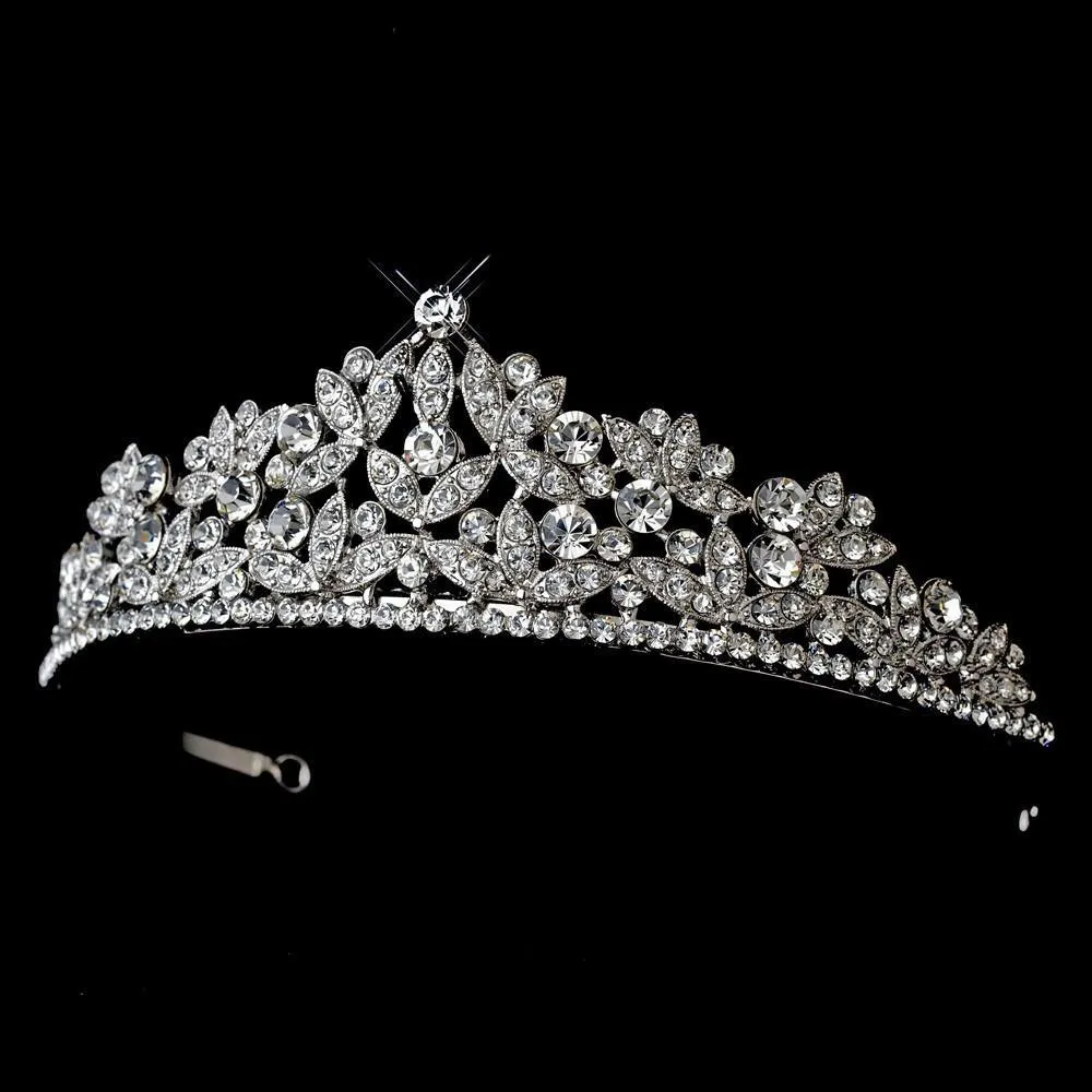 Antique Style Silver Crystal Tiara Headpiece