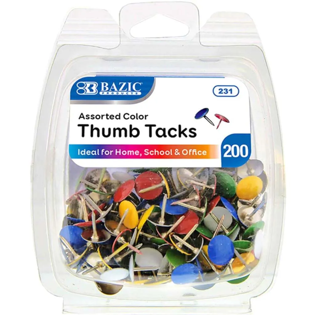 Assorted Color Thumb Tack Pack of 200