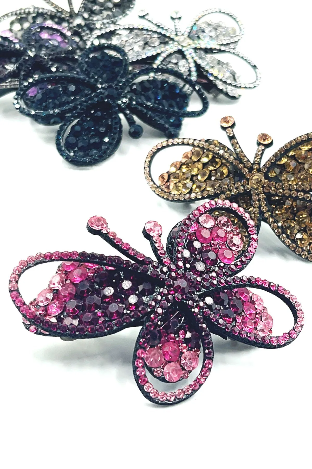 Big butterfly eye crystal barrette