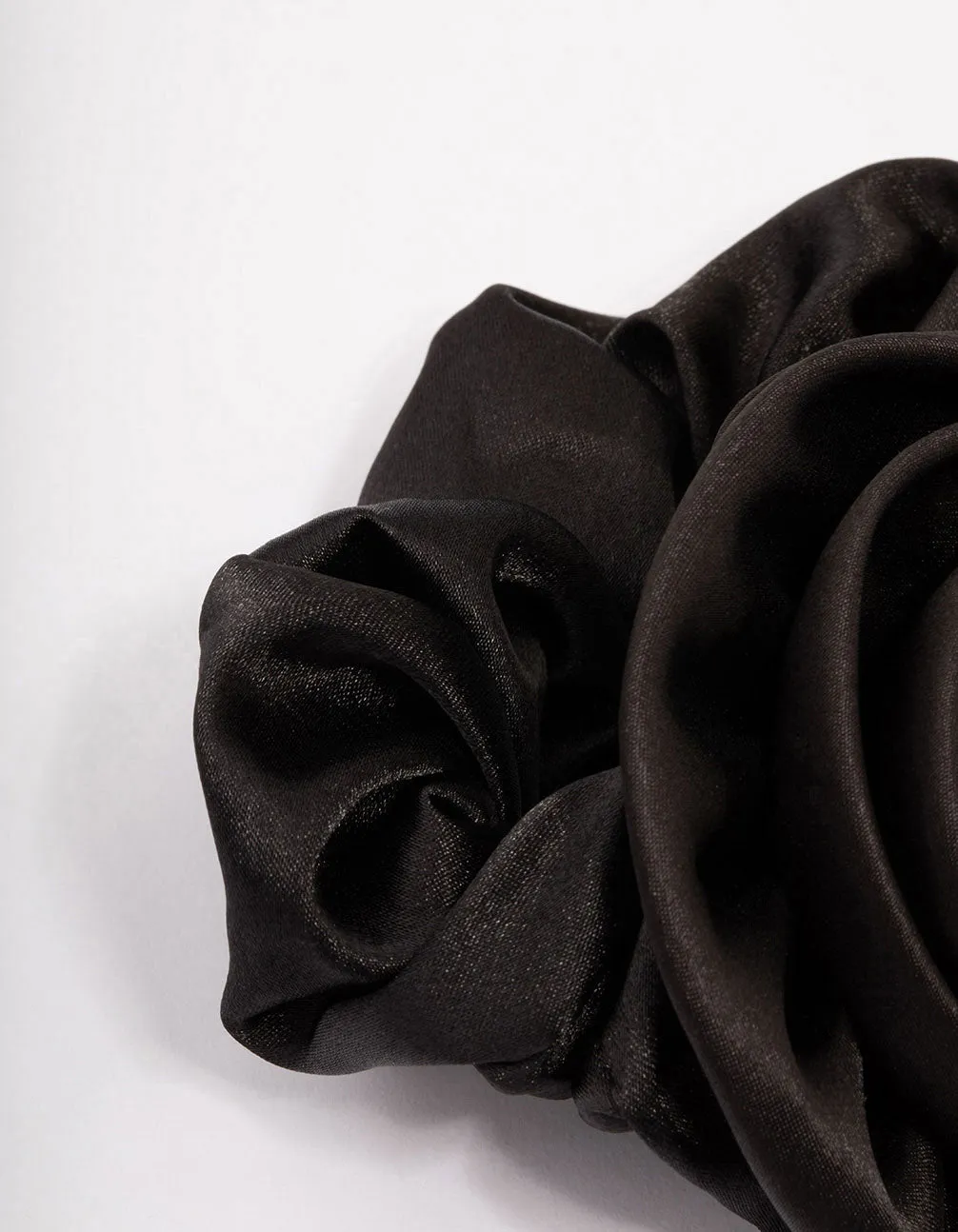 Black Fabric Rosette Hair Scrunchie