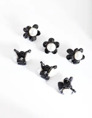 Black Pearl Mini Hair Claw Clips 6-Pack