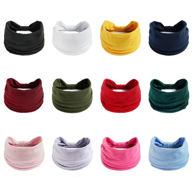 Boho Solid Colour Wide Headbands - Soft, Stylish Hair Accessories for Women and Girls