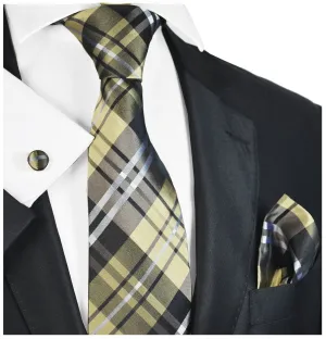 Brown Plaid Silk Tie and Accessories