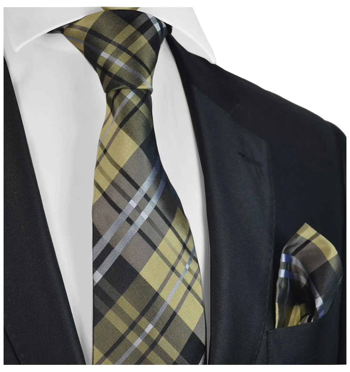 Brown Plaid Silk Tie and Accessories