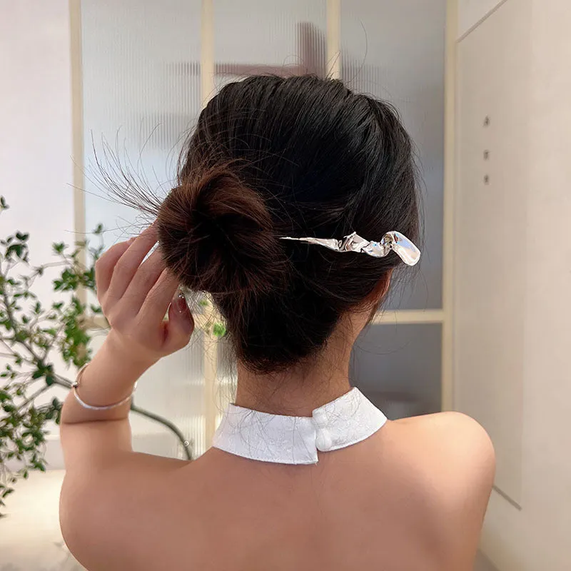 Chic Chinese Metal Hair Stick for Stylish Buns