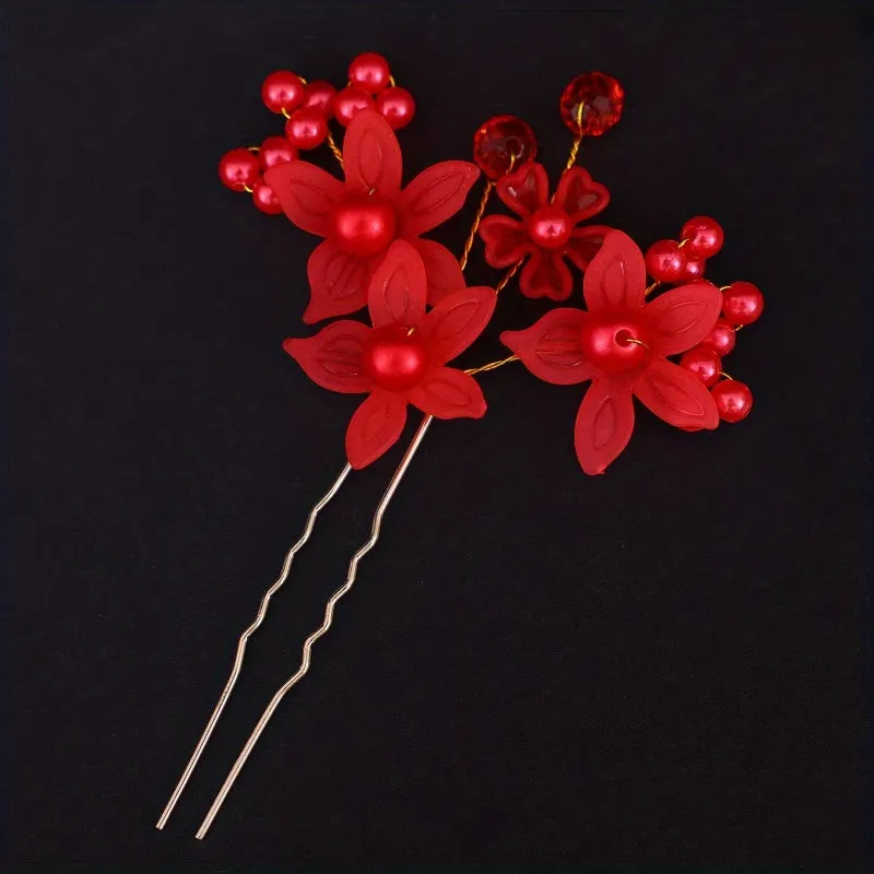 Chic Ushaped hairpin with faux pearls for weddings  parties