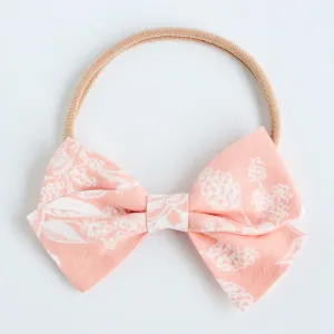 Classic Hair Bow Clip Or Headband / Peach Toile