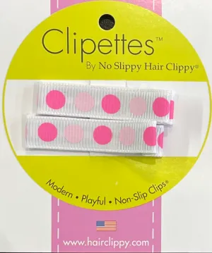 Clipettes Prints - Dotty Pink White (2 clips)