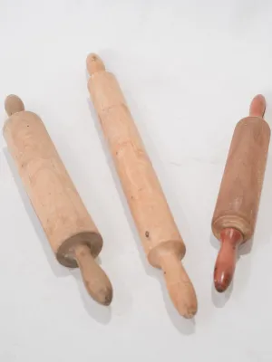 Collection of 3 antique French rolling pins 20"