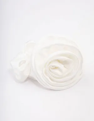 Cream Fabric Rosette Hair Scrunchie