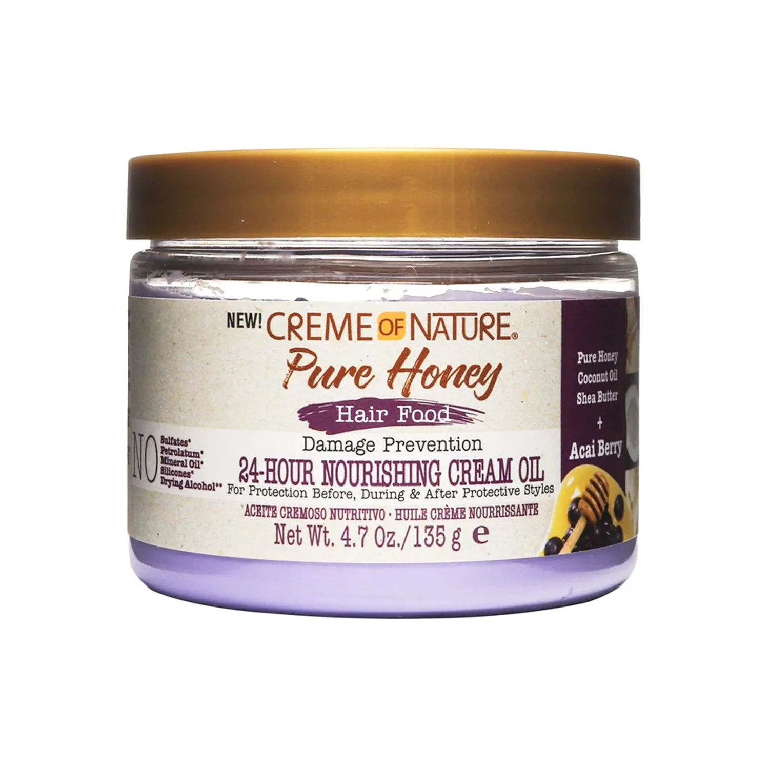 Creme of Nature Pure Honey Hair Food 24-Hour Nourishing Cream Oil 4.7oz