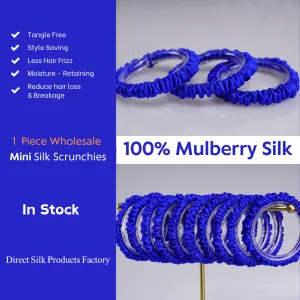 Diamond Blue silk scrunchies mini