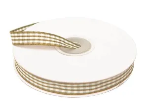 FASHION RIBBONS Gingham 3/8 x 25yrds per roll Gold