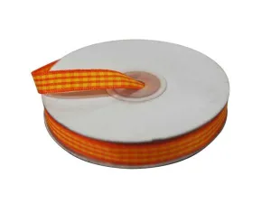 FASHION RIBBONS Gingham 3/8 x 25yrds per roll Orange