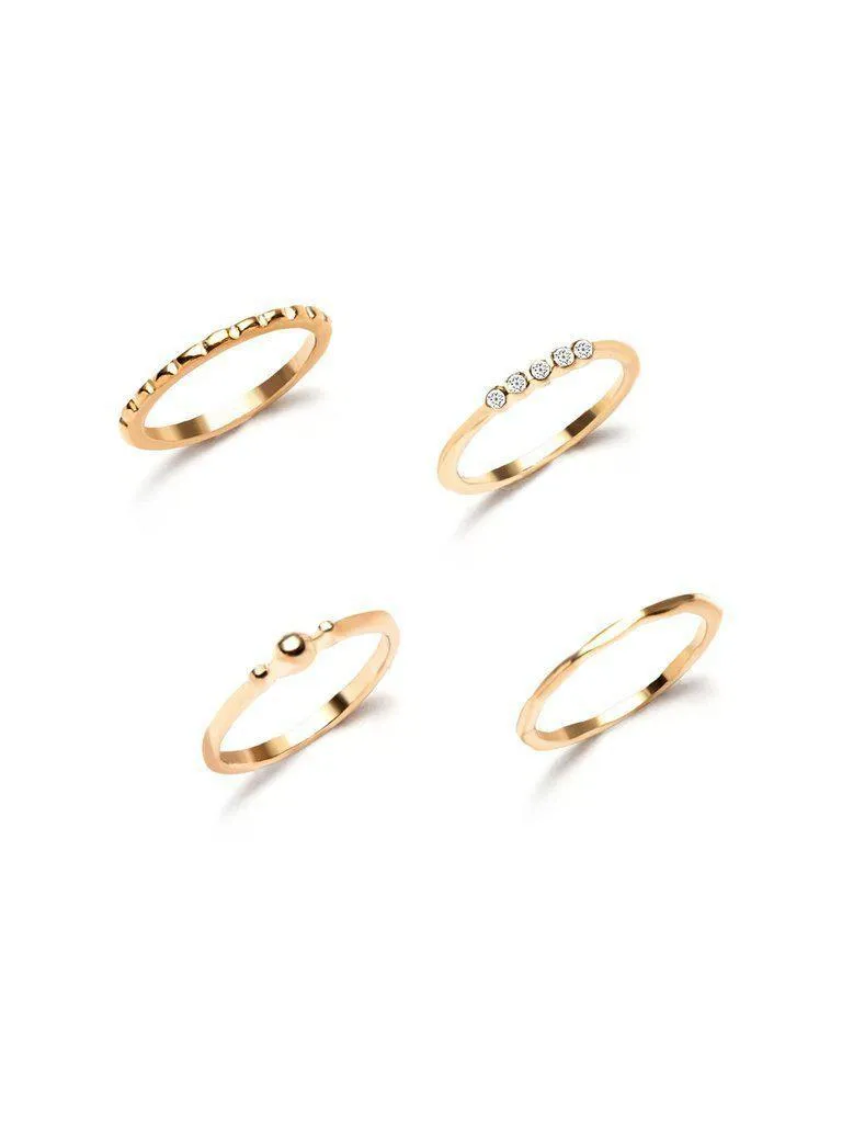 Gold Plated Embellished Ring Set