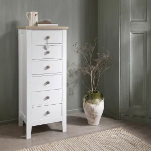 Jäkkvik 6 Drawer Tall Chest of Drawers in White & Oak