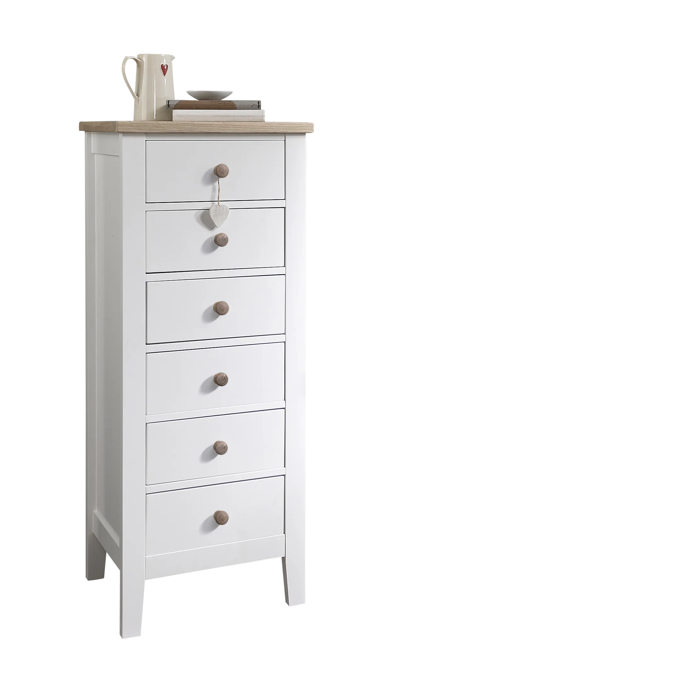 Jäkkvik 6 Drawer Tall Chest of Drawers in White & Oak