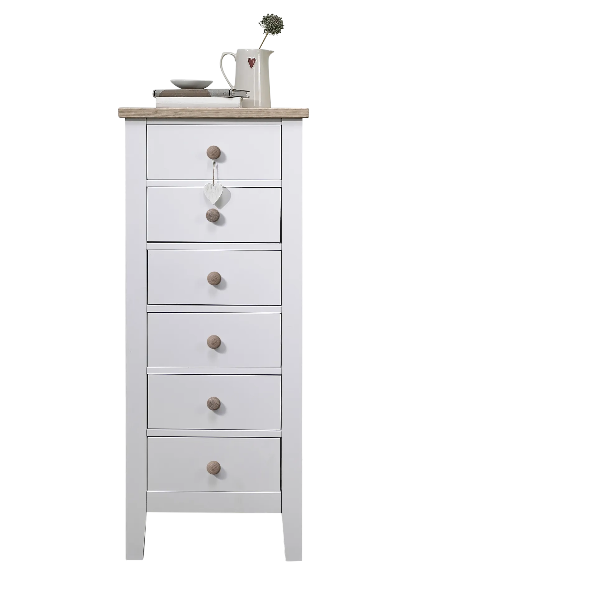 Jäkkvik 6 Drawer Tall Chest of Drawers in White & Oak