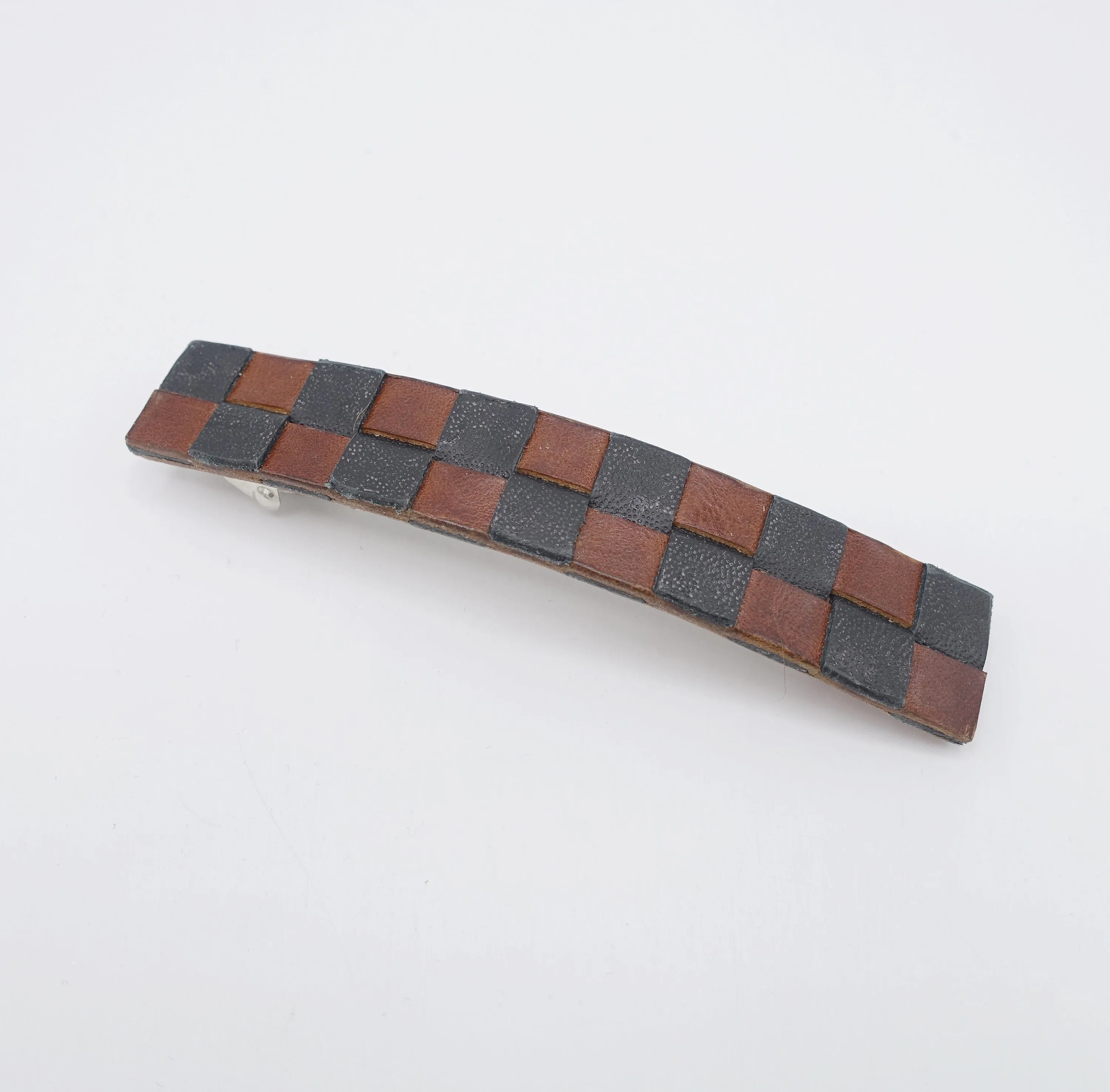 leather hair barrette, mesh leather barrette, authentic leather barrette for women