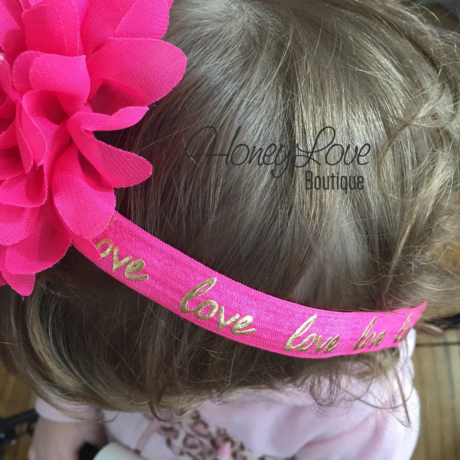 Love gold foil and watermelon pink headband