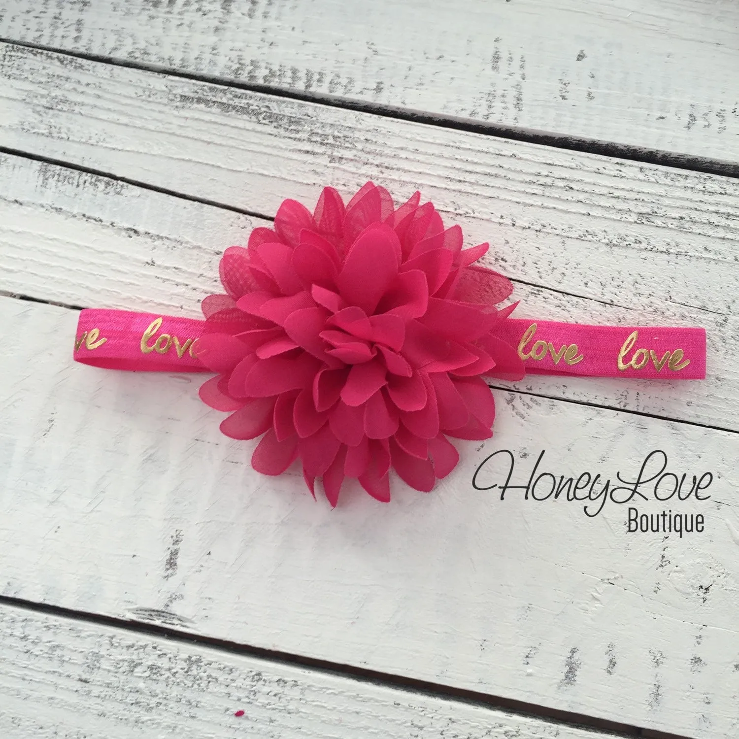 Love gold foil and watermelon pink headband