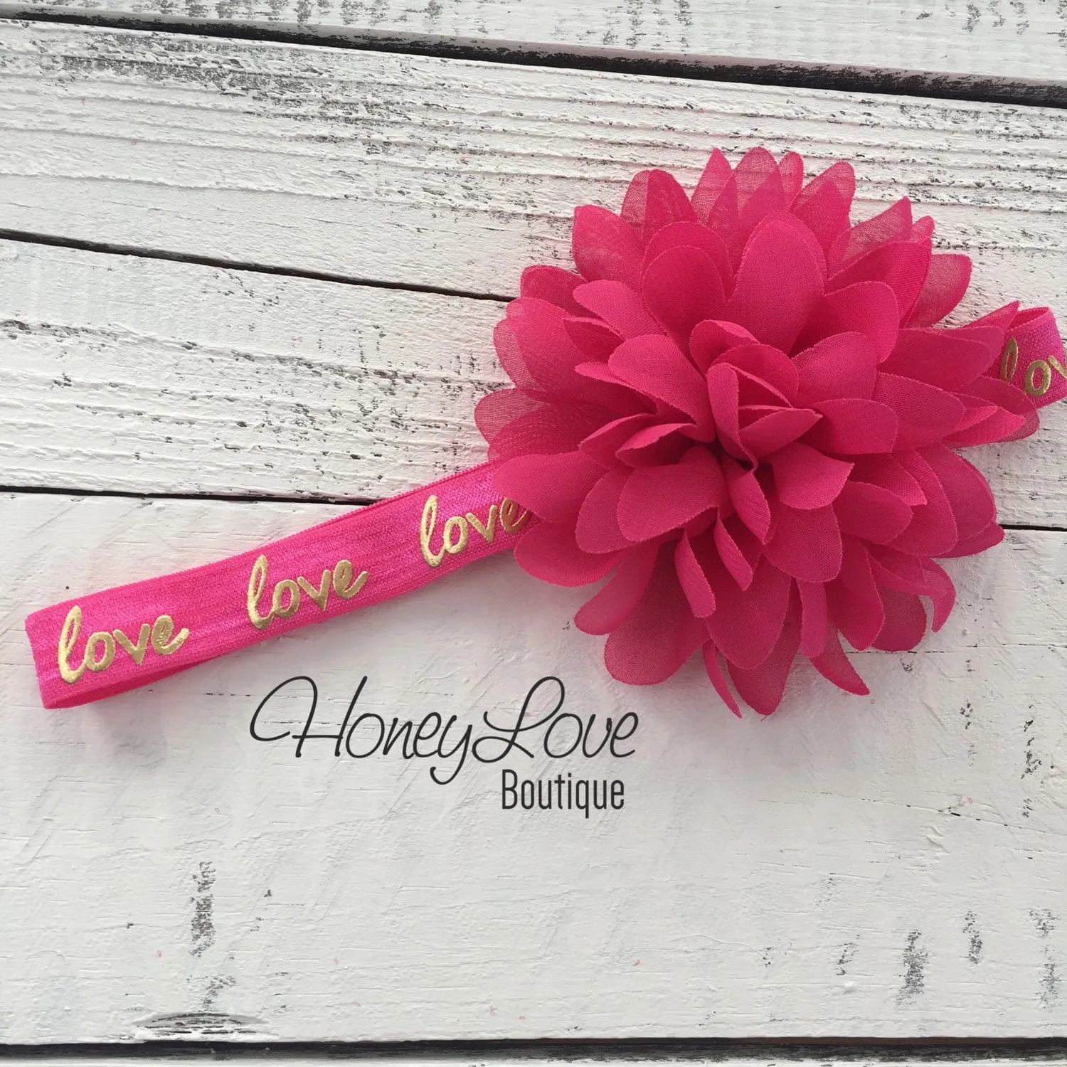 Love gold foil and watermelon pink headband