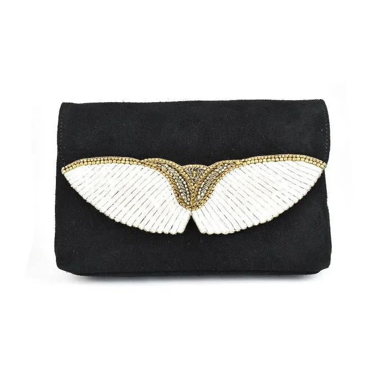 Nahua Aku Suede Clutch Bag - Black & Cream