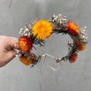 Natural flower hair wreath Wedding wreath Flower hair wreath Orange Bridal hair wreath Magaela Hair accessories Autumn flower crown Fall