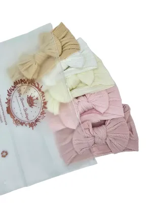 Newborn Favourites Bundle of Smaller Bow Cable Knit Headbands (Suitable from Newborn)