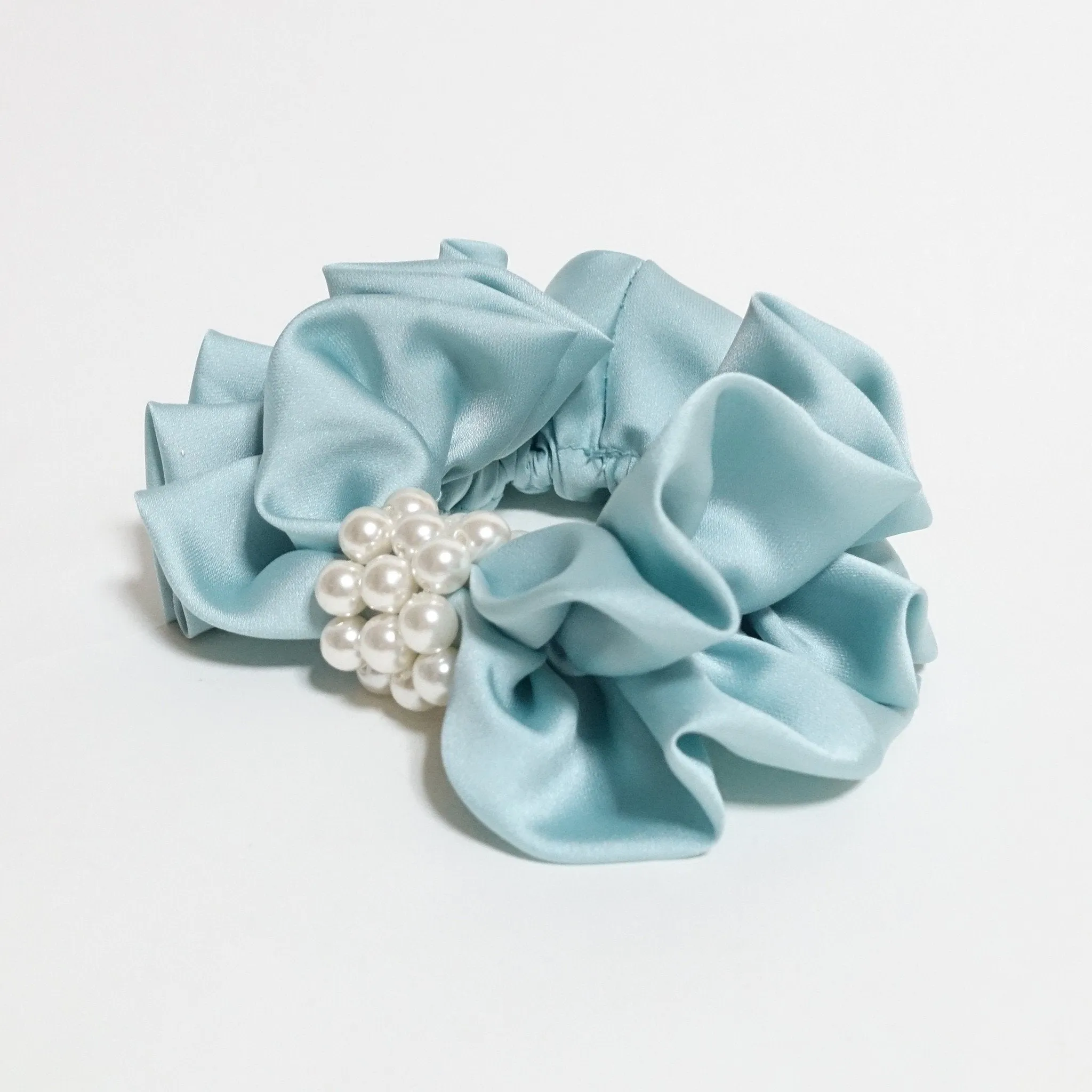 Pearl Decorated Satin Hair Scrunchies Hair Elastics Women Hair Accessories