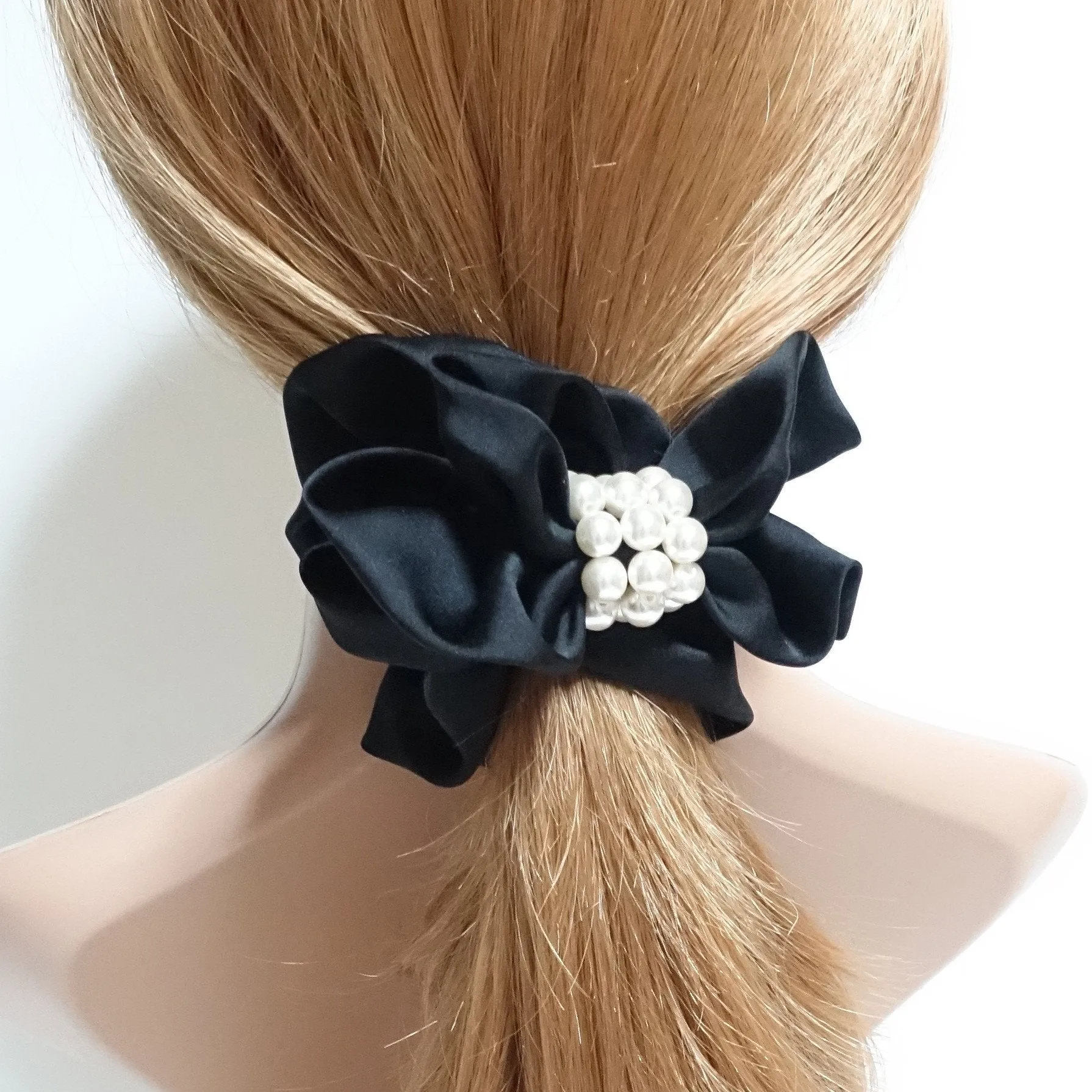 Pearl Decorated Satin Hair Scrunchies Hair Elastics Women Hair Accessories