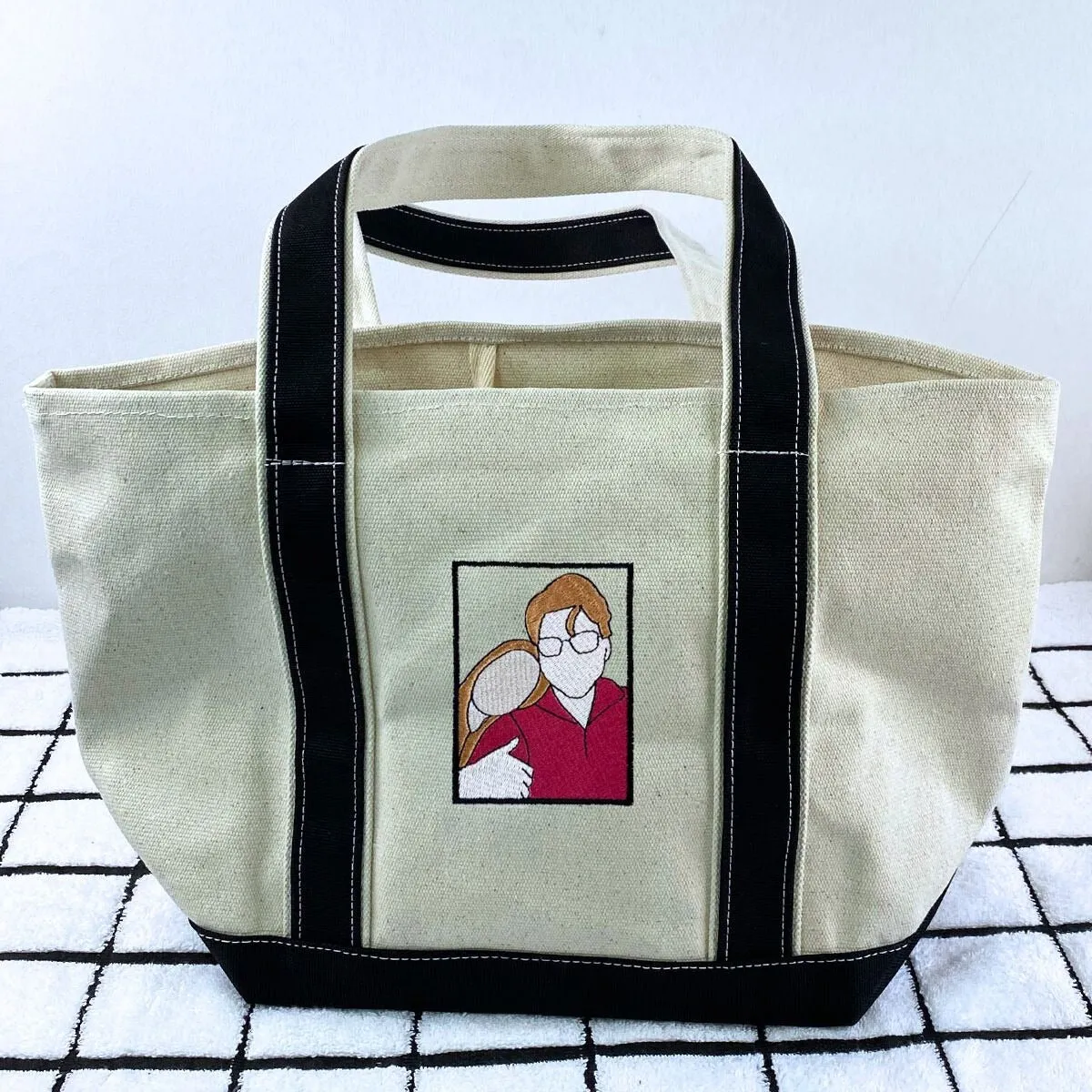 Personalized Photo Portrait Tote Bag with Embroidered - Unique Couple Gift Idea