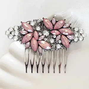 Pink Opal Floral Hair Comb