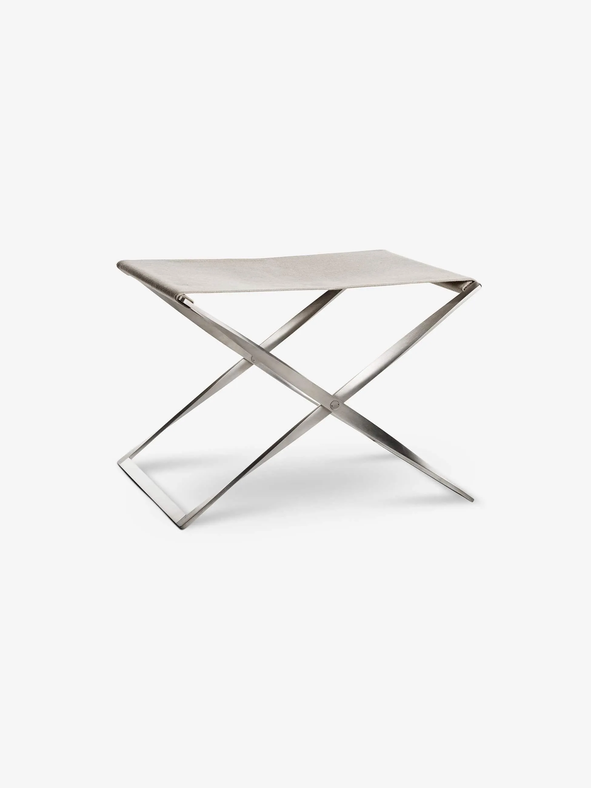 Poul Kjaerholm PK91 Folding Stool in Natural Canvas by Fritz Hansen