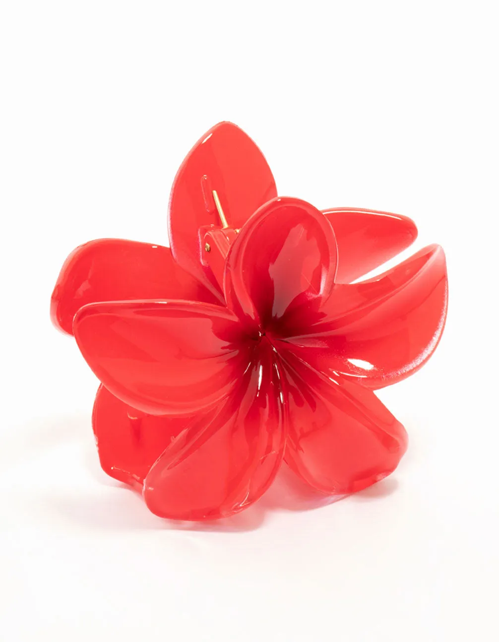 Red Frangipani Claw Clip