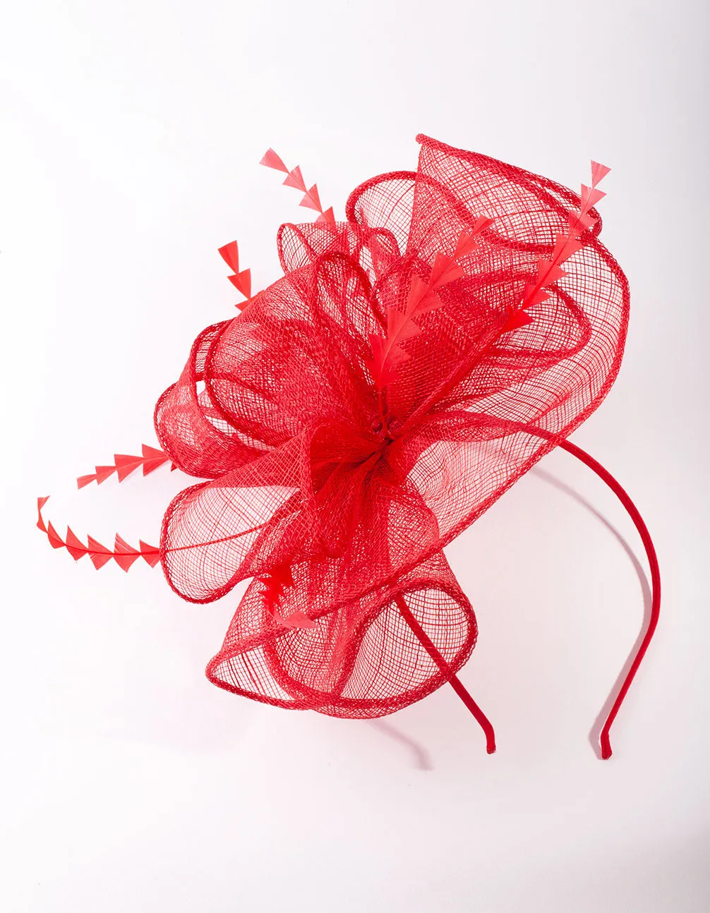 Red Triangle Feather Fascinator