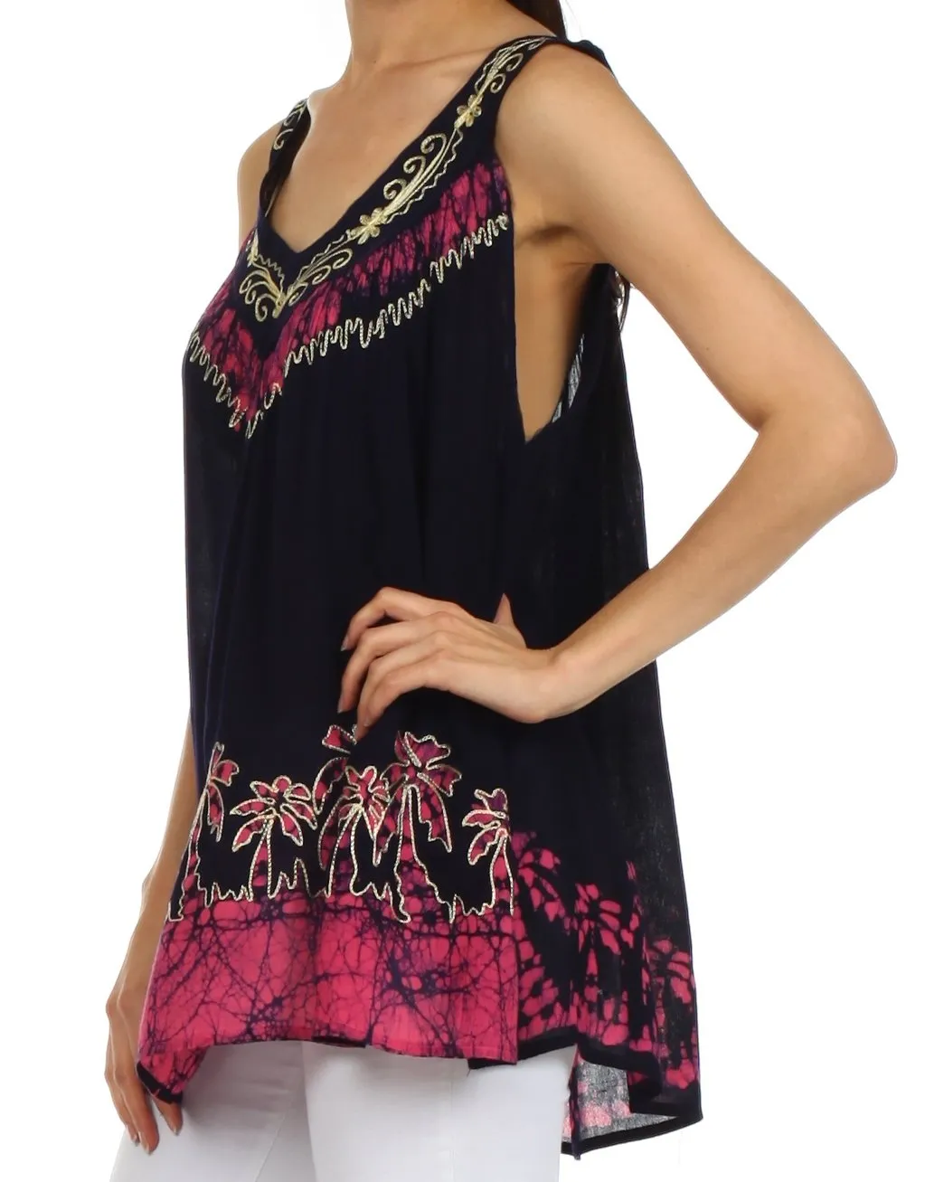 Sakkas Oasis Gauzy Crepe Sleeveless Blouse