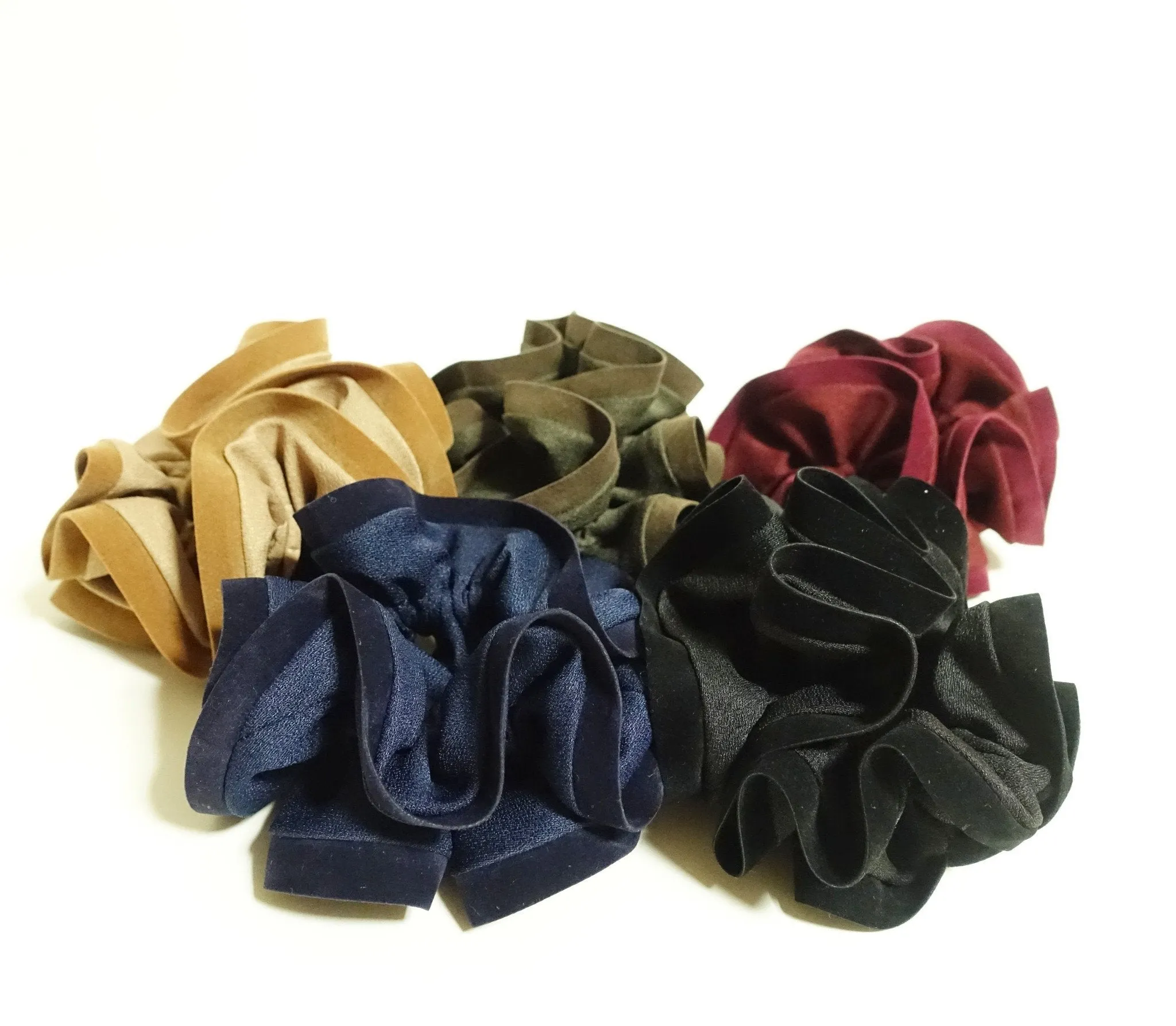 Suede Trim Solid Color Hair Scrunchies Women Hair Elastics Accessories