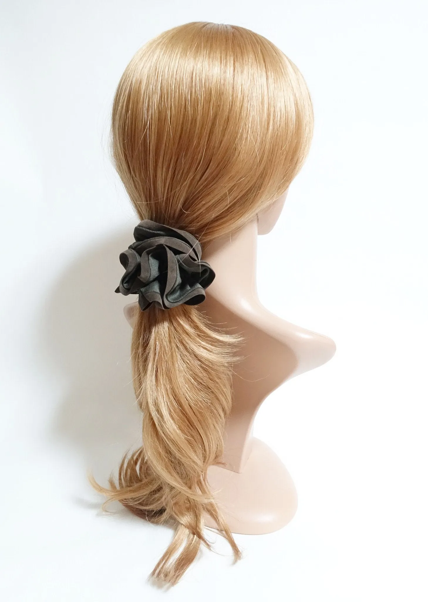 Suede Trim Solid Color Hair Scrunchies Women Hair Elastics Accessories