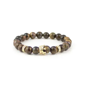 Tiger Eye Crown Beaded Bracelet