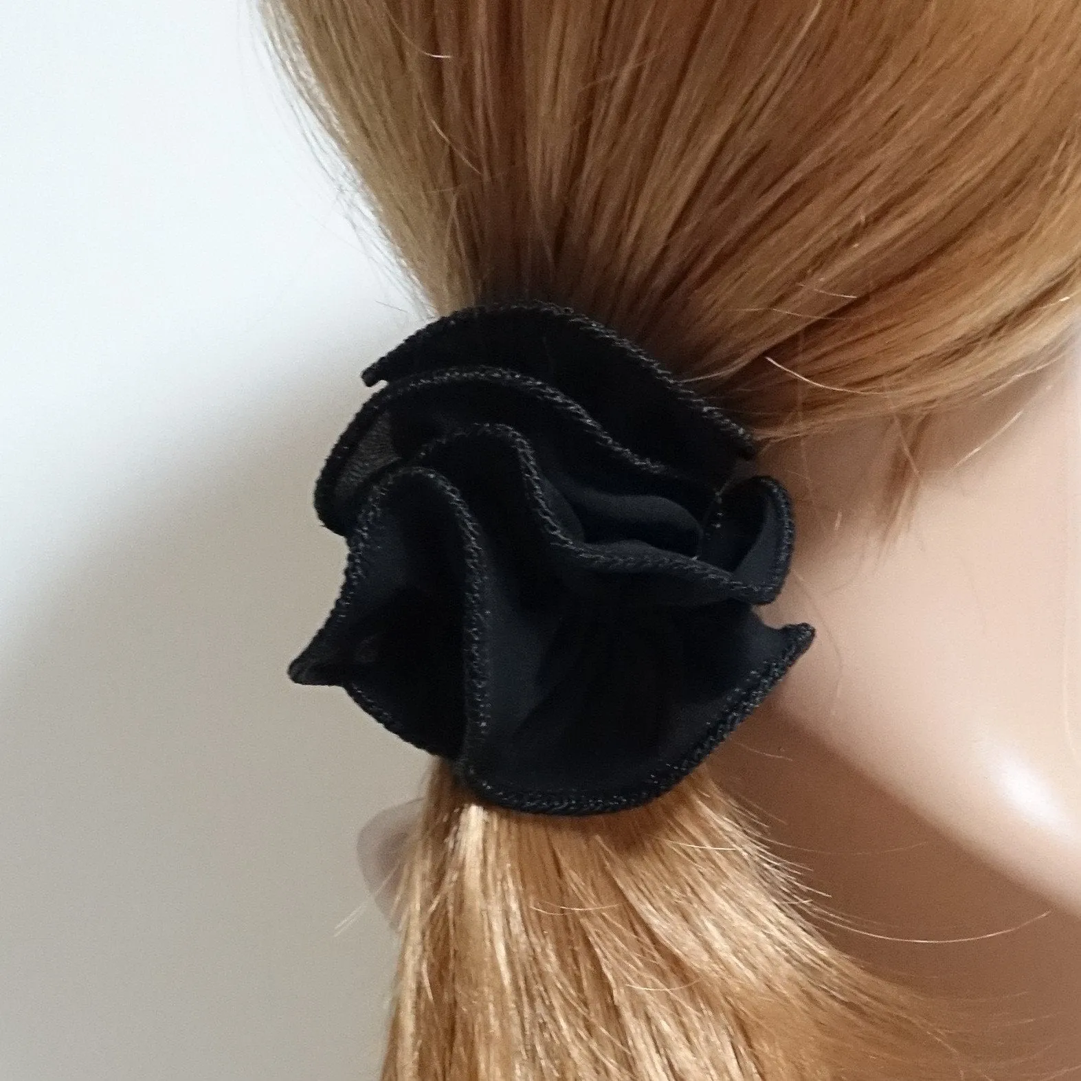 White Thread Trim Hair Chiffon Scrunchies Elastic Band Women Hair Accessories