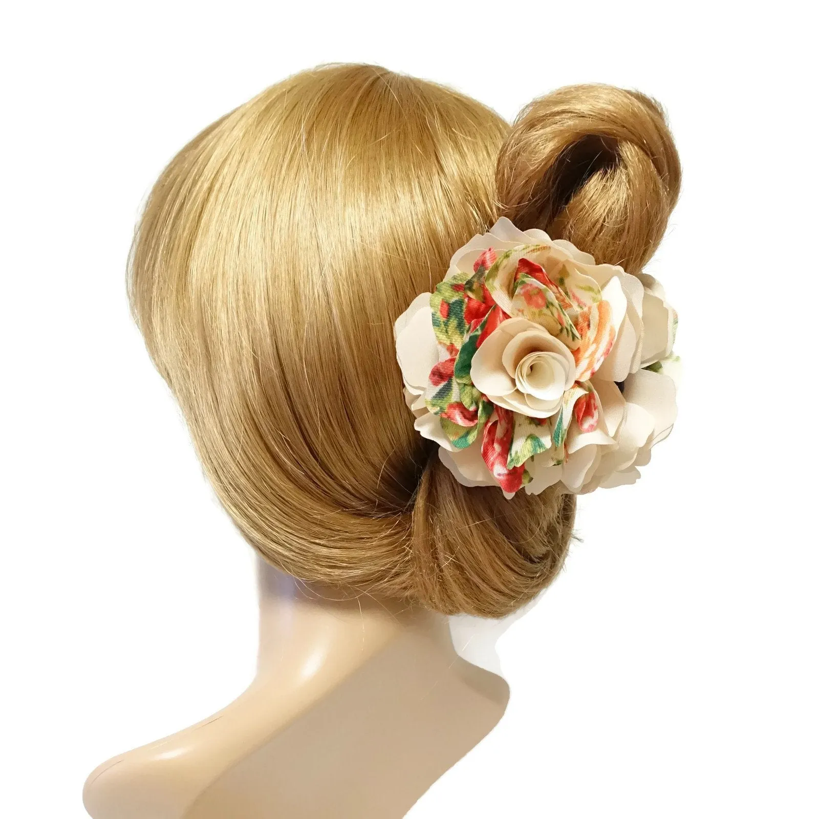 Wild Rose Two Tone Petal Flower Hair Jaw Claw