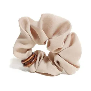 Wood Ring Decorated Solid Color Hair Scrunchies Denim Hair Elastics Women Hair Accessories