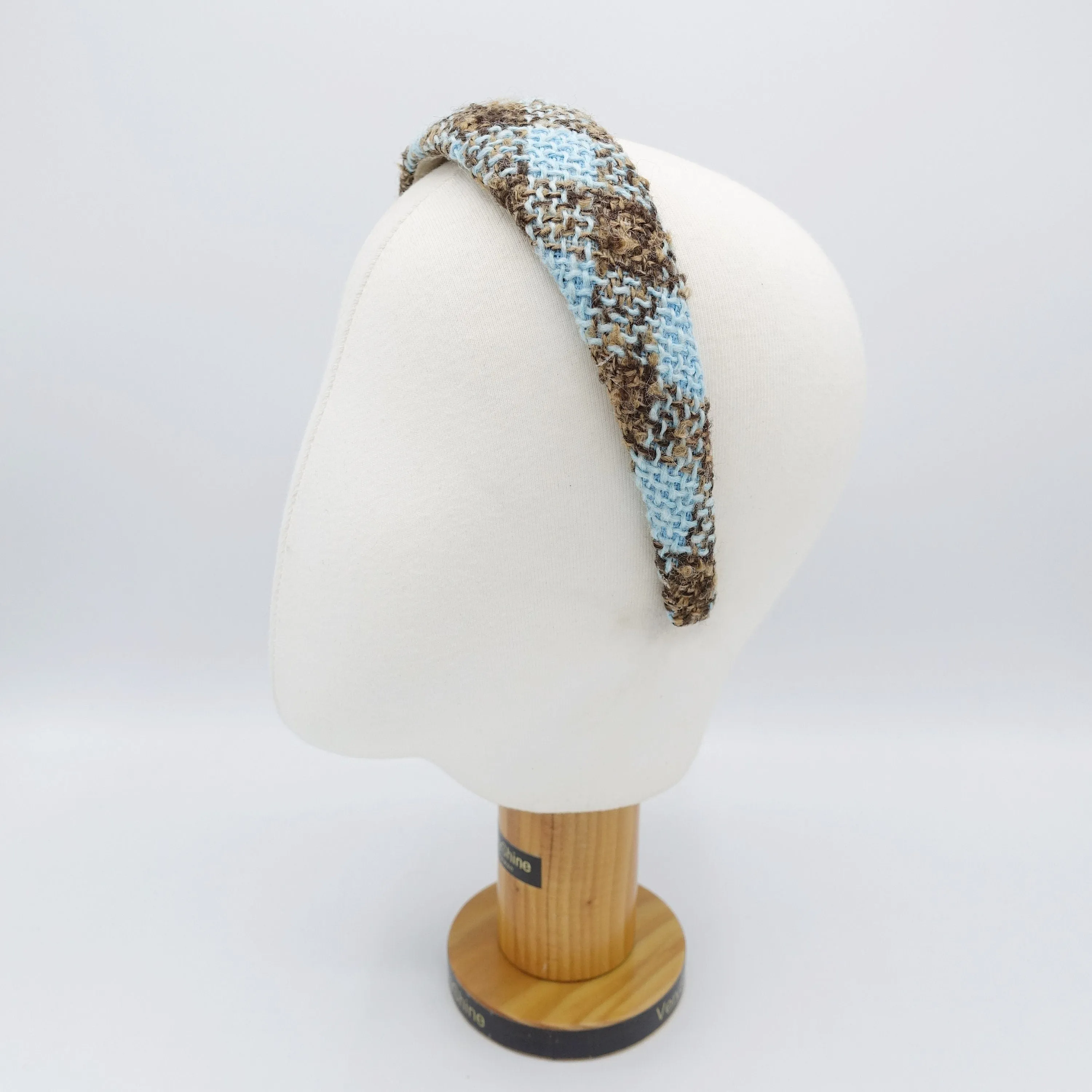 wool plaid headband, padded hairband, Fall Winter headband for women